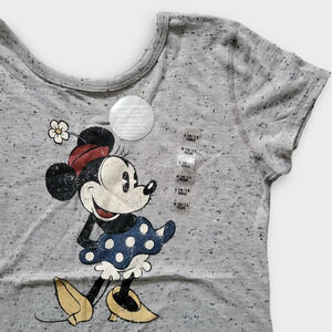 Disney Minnie Mouse Heathered Gray Short Sleeve T-shirt Little Girl Sz L (10/12)